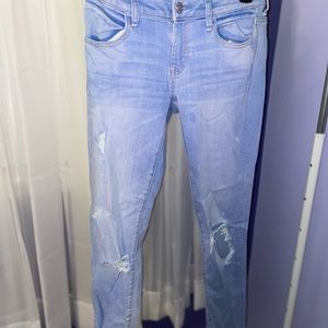 Light blue American eagle ripped skinny jeans high rise
